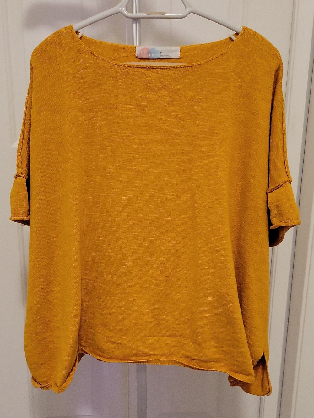 Free People Beach Boxy Short Sleeve Sweater Tee In Mustard